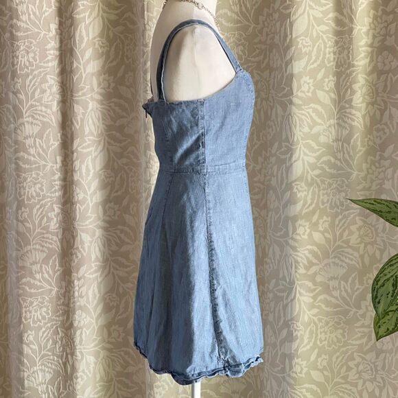 GAP Blue Denim Mini Dress Lightweight Lined Back Zip Excellent Condition Size 0 - Picture 2 of 6